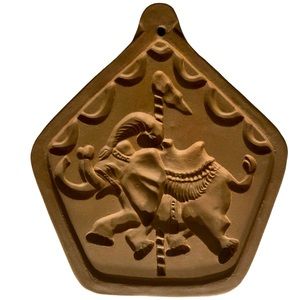 𝅺Vintage Elephant Cookie Biscuit Ceramic Stone Wear Baking Mold Carousel Animal